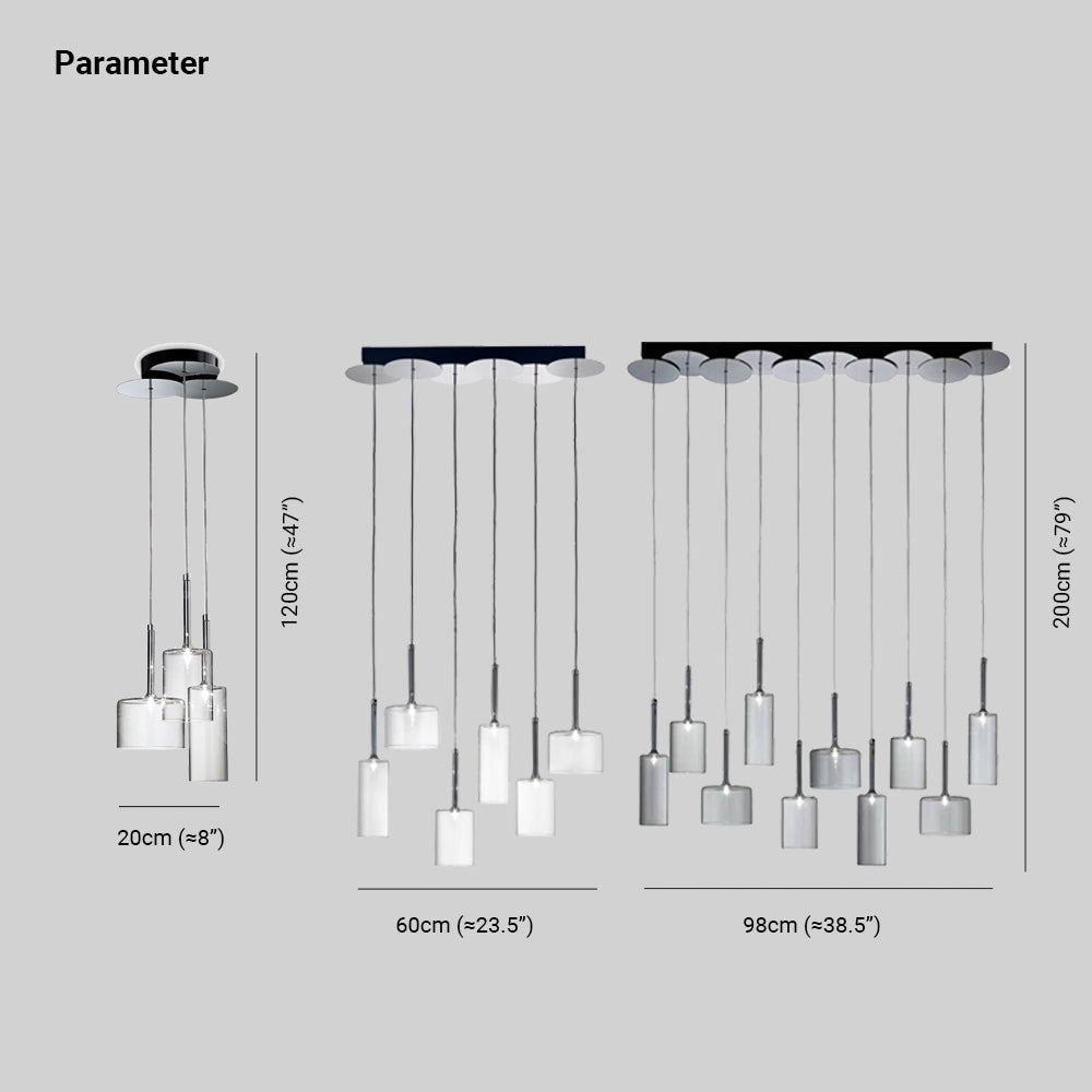 Kristy Modern Geometric Cluster Glass Pendant Light, Clear - Lumpaz