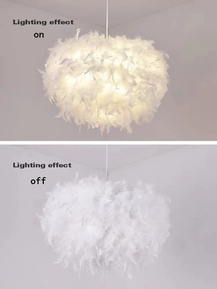 O'Moore Nordic Art Deco Feather Pendant Light, White/Pink - Lumpaz