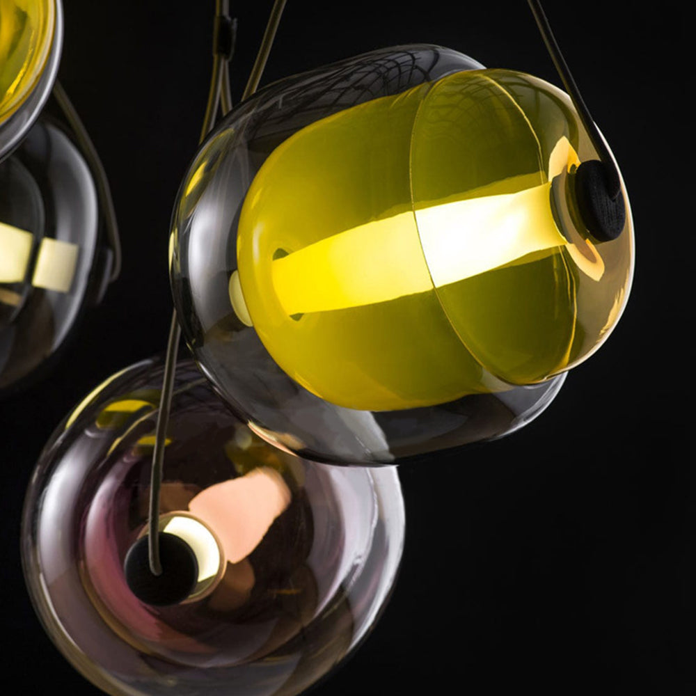 Hailie Modern Bubble Glass Pendant Light, Blue/Yellow/Pink/Smoky Gray/White/Clear - Lumpaz