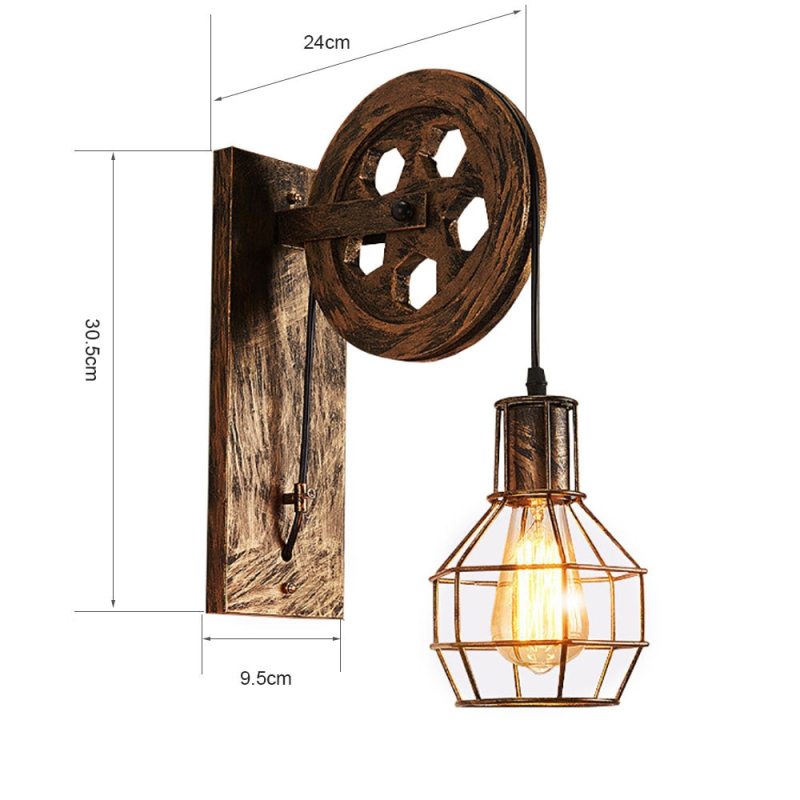Alessio Wall Lamp Retro, Metal, Rust/Bronze/Black, Bedroom - Lumpaz