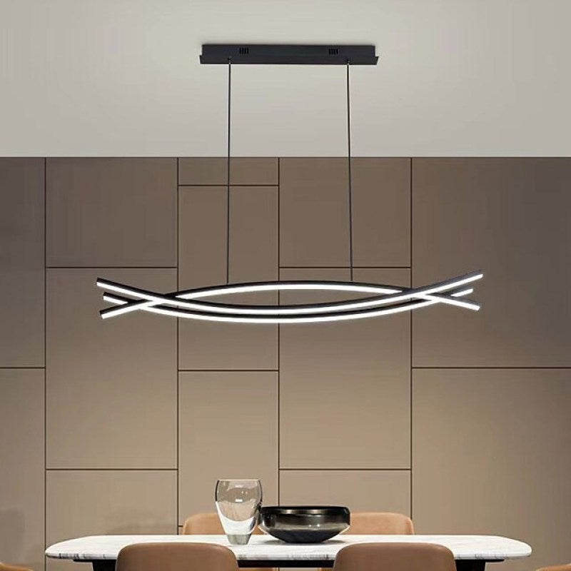 Modern Linear Metal Pendant Light, Black - Lumpaz
