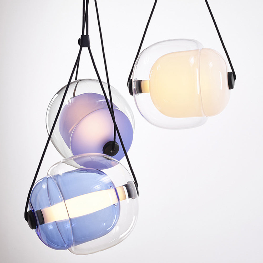 Hailie Modern Bubble Glass Pendant Light, Blue/Yellow/Pink/Smoky Gray/White/Clear - Lumpaz