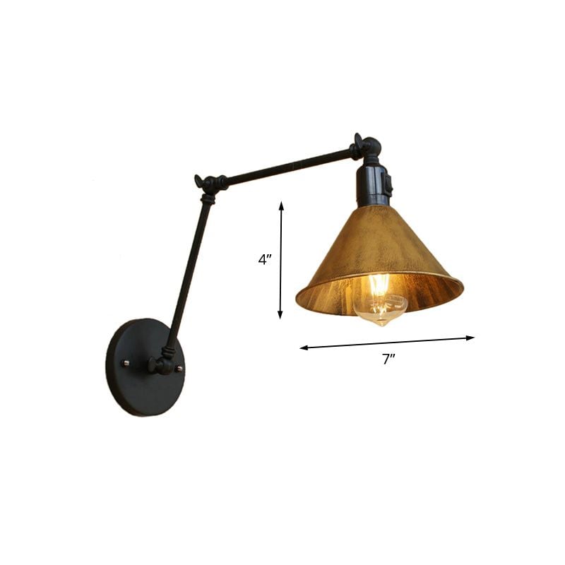 Brady Vintage Gold Adjustable Wall Lamp, Metal, Living Room - Lumpaz