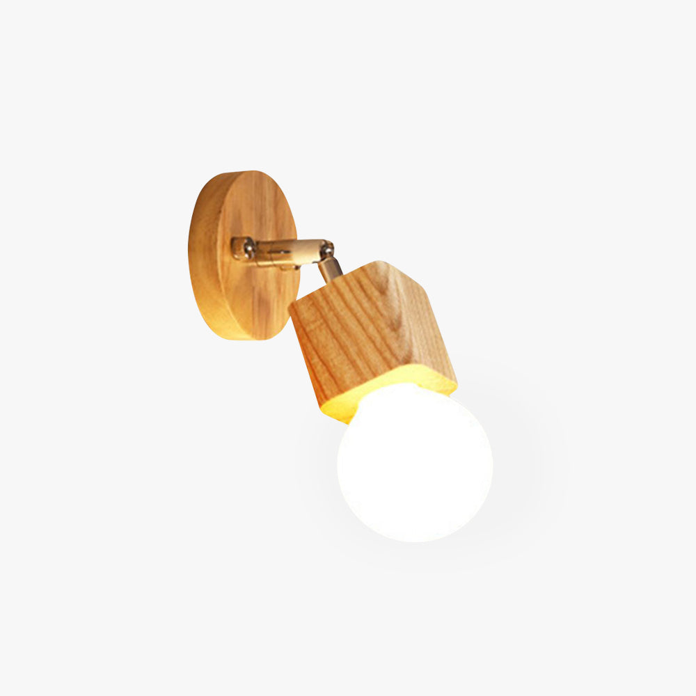 Ozawa Modern Square Globe Metal/Wood Wall Lamp, Vanity Light - Lumpaz