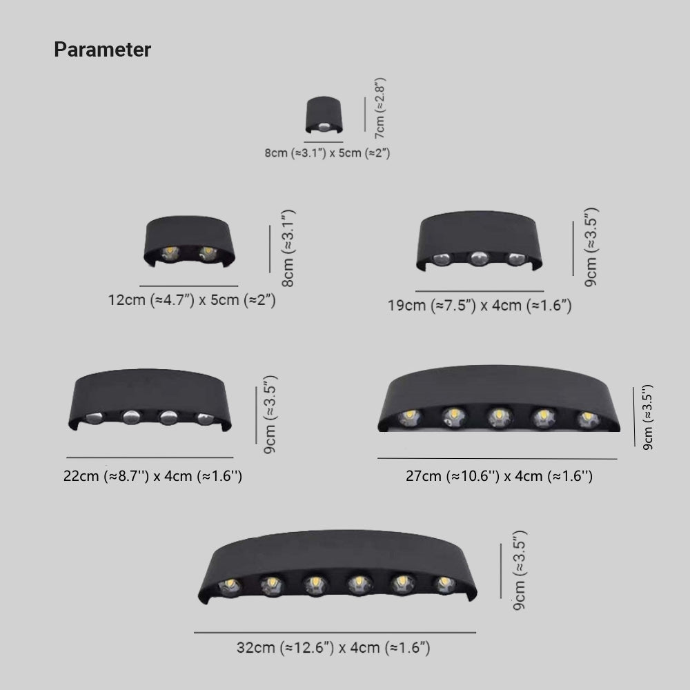 Orr Modern Rectangular Metal Outdoor Wall Lamp, Black/White, Water-wave - Lumpaz