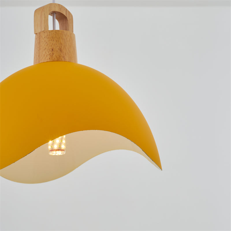 Morandi Colorful Shade Single Pendant Lights, Wood & Metal - Lumpaz