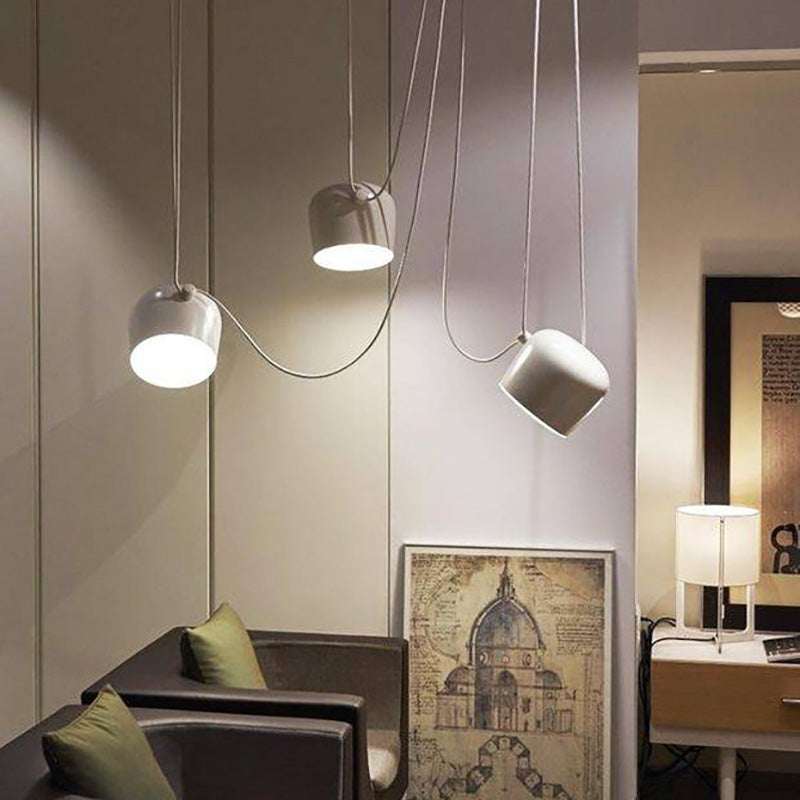 Modern Scandinavian Swag Drum Pendant Light, Black/White - Lumpaz