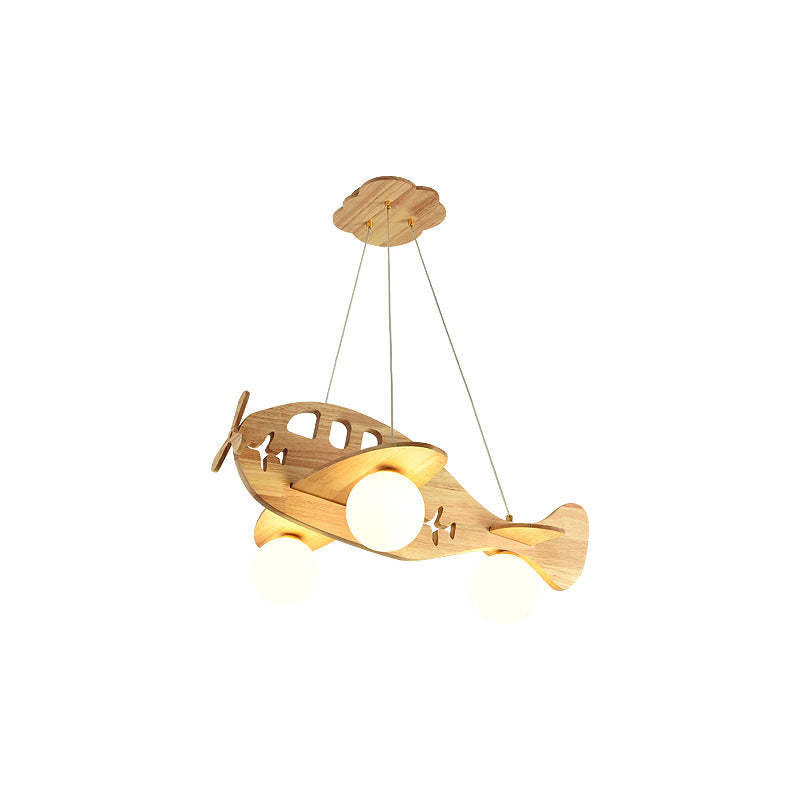 Minori Vintage Airplane Shape Pendant Light, Wood - Lumpaz
