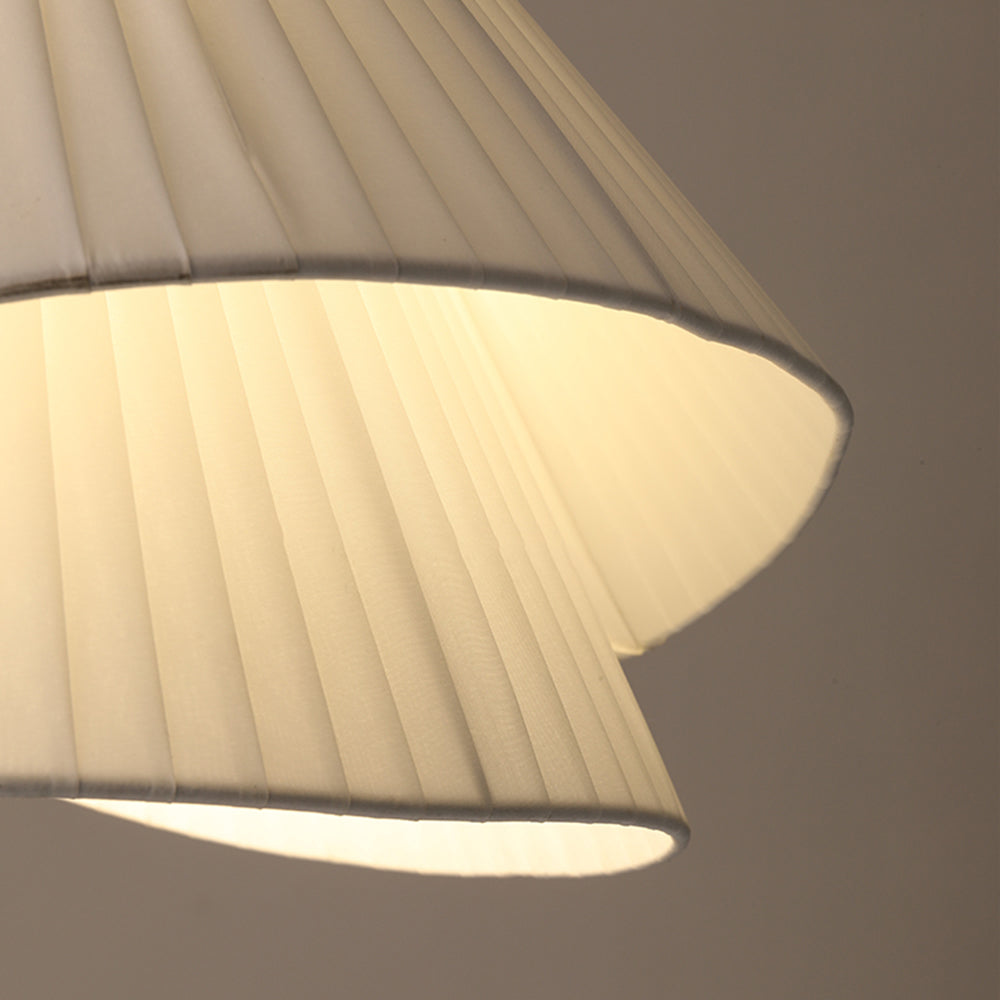 Renée Minimalist Double Overlap Fabric LED Pendant Light, White - Lumpaz