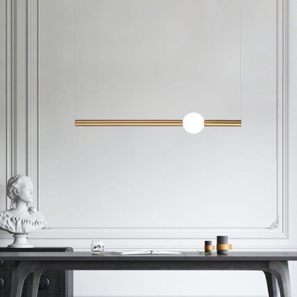 Edge Modern Linear Metal Pendant Light, White/Gold - Lumpaz