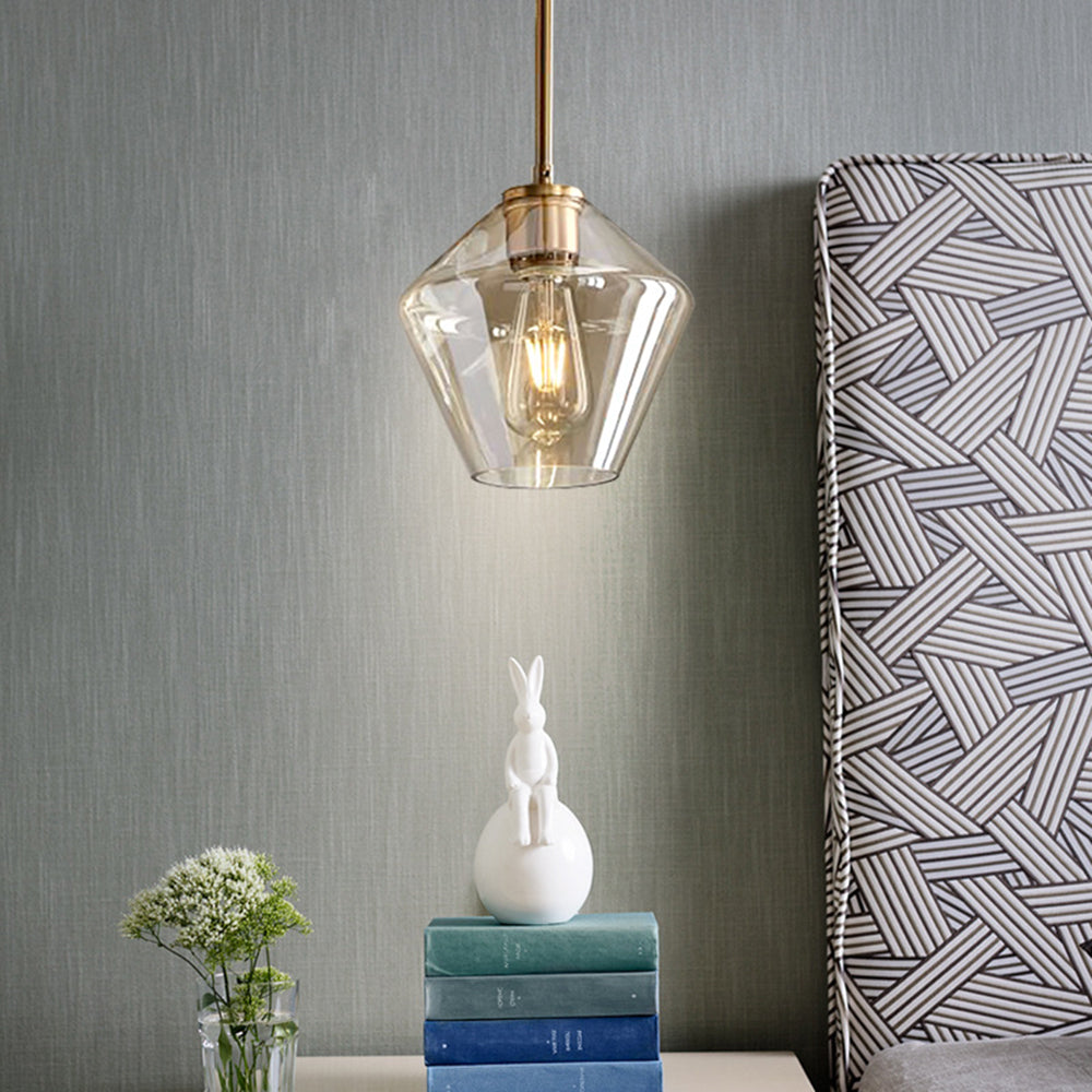 Hailie Pendant Light Clear Glass, Clear/Amber, Bedroom - Lumpaz