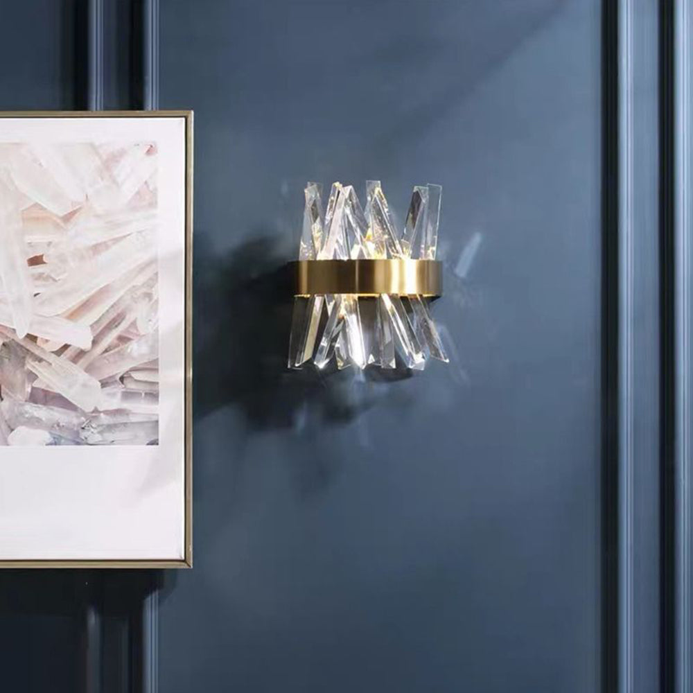 Marilyn Decorative Geometric Crystal/Metal Wall Lamp, Gold - Lumpaz