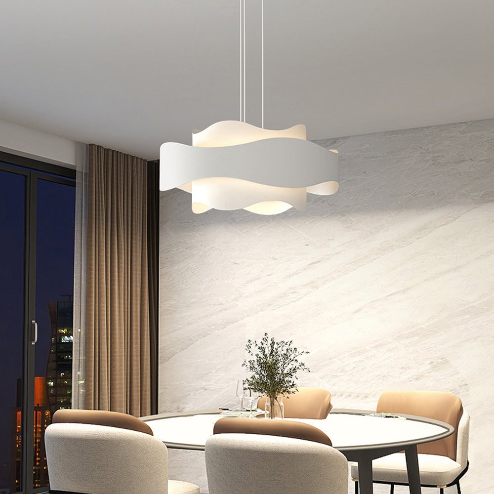 Bella Art Deco Flower Shape Metal Pendant Light, White - Lumpaz