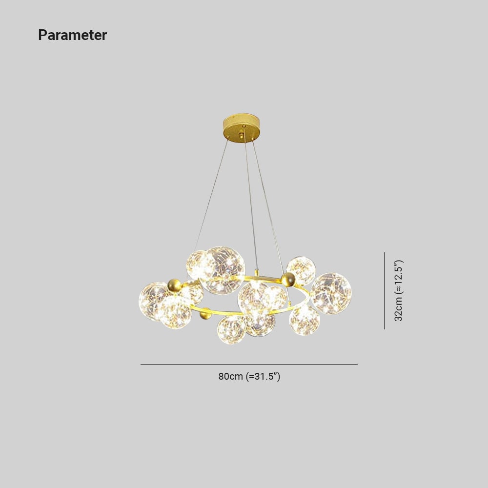 Valentina Art Deco Globe Metal/Glass Chandelier, Black/Gold - Lumpaz