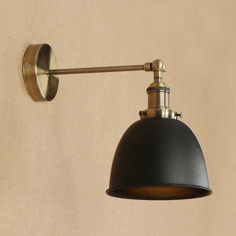Brady Hanging Wall Lamp Retro/Vintage, Metal/LED, Black/White/Gray, Bedroom - Lumpaz
