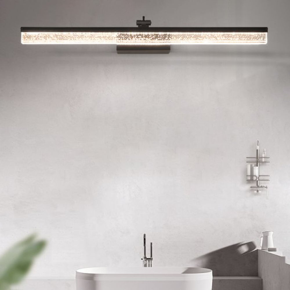 Edge Minimalist Linear Metal/Acrylic Mirror Front Vanity Wall Lamp, Black/White/Silver - Lumpaz