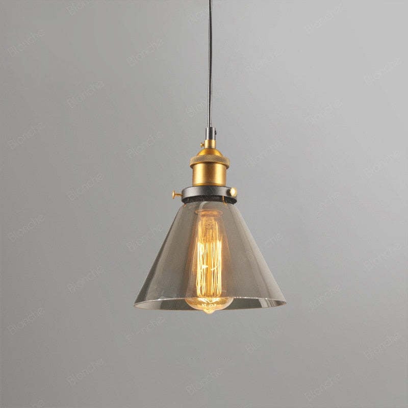 Levy Industrial Metal/Glass Pendant Light Clear/Amber/Smoke Gray Dining Room - Lumpaz