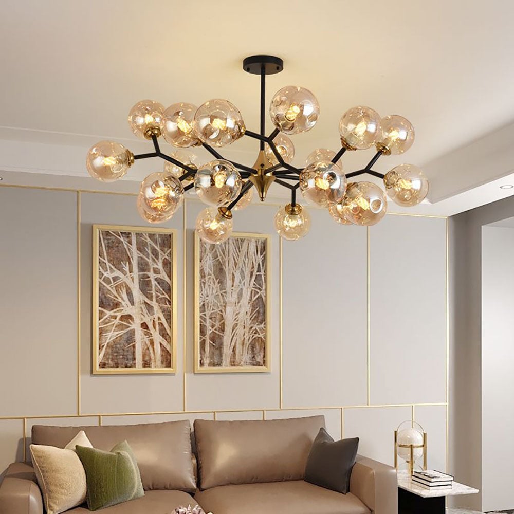 Valentina Art Deco Glass Bubble Chandelier, Amber - Lumpaz