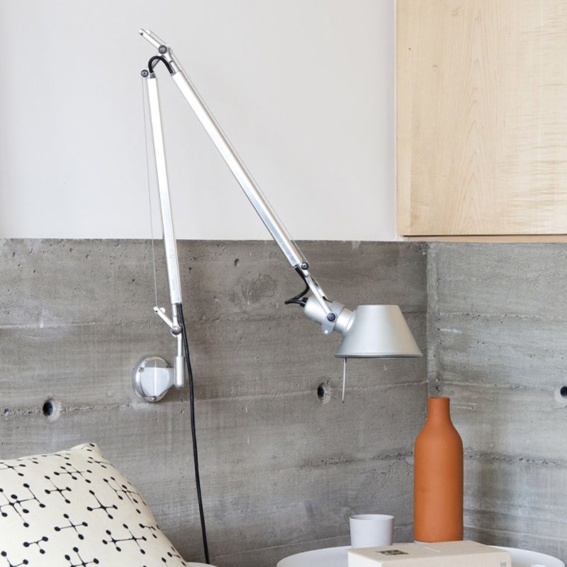 Brady Wall Lamp Dome Modern, Metal Adjustable, Silver, Living Room - Lumpaz