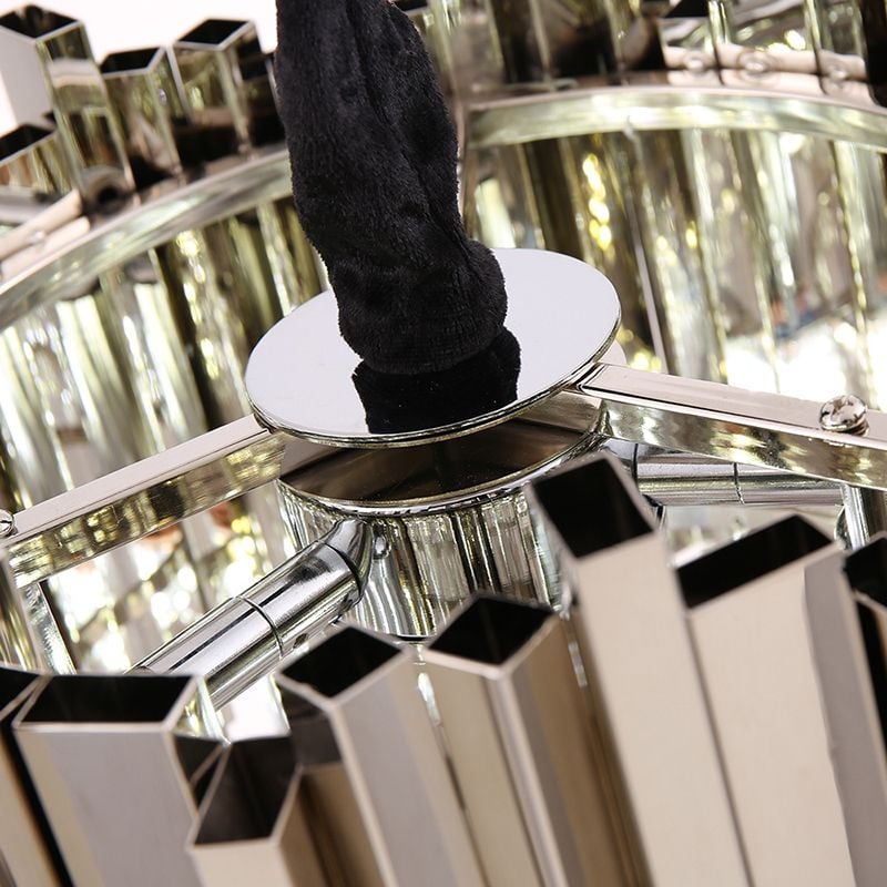 Kristy Modern Crystal Pendant Light, Gold & Chrome Living Room - Lumpaz