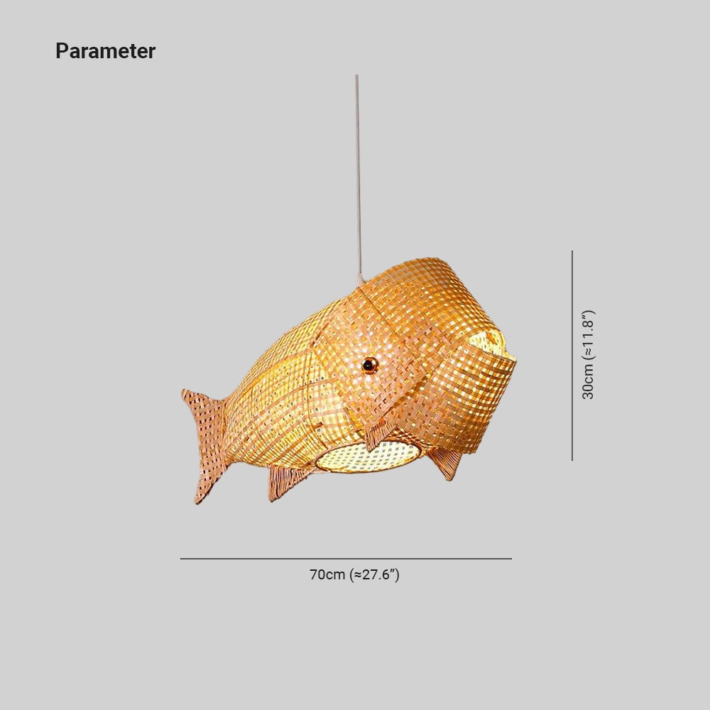 Muto Art Deco Rattan Pendant Light, Fish , Bamboo, Restaurant - Lumpaz