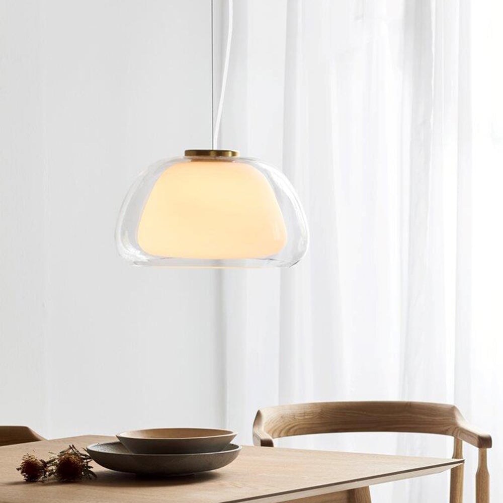 Byers Double Layer White Glass Pendant Light - Lumpaz