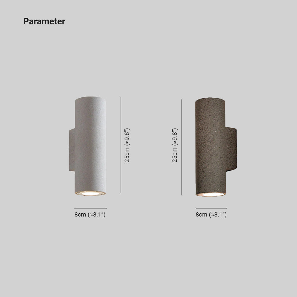 Orr Minimalist Cylindrical Double-headed Cement Outdoor Wall Lamp, Black/White - Lumpaz