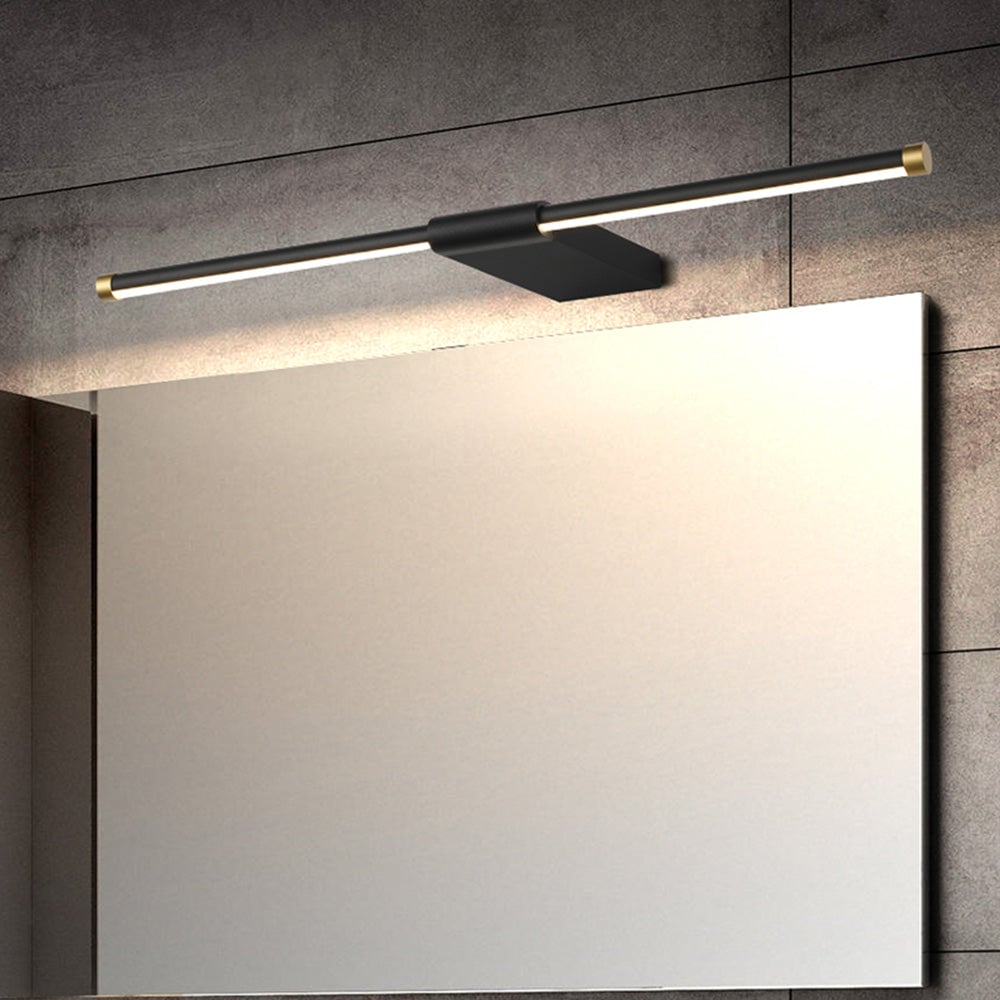 Edge Minimalist Linear Mirror Front Metal Wall Lamp, Black/Gold - Lumpaz