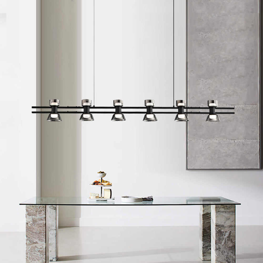 Evette Modern Linear Linear Metal Pendant Lamp, Black/Golden - Lumpaz