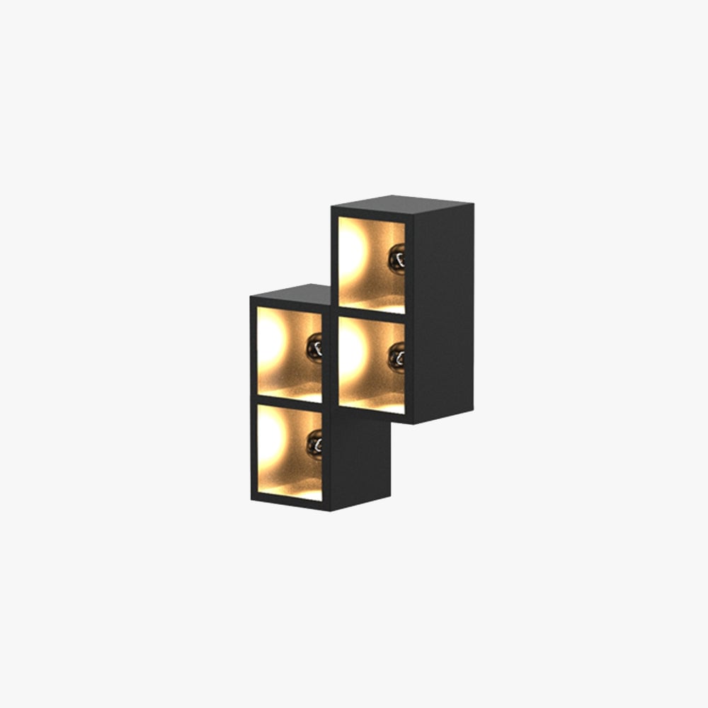 Orr Modern Cube Square Metal/Glass Outdoor Wall Lamp, Black - Lumpaz