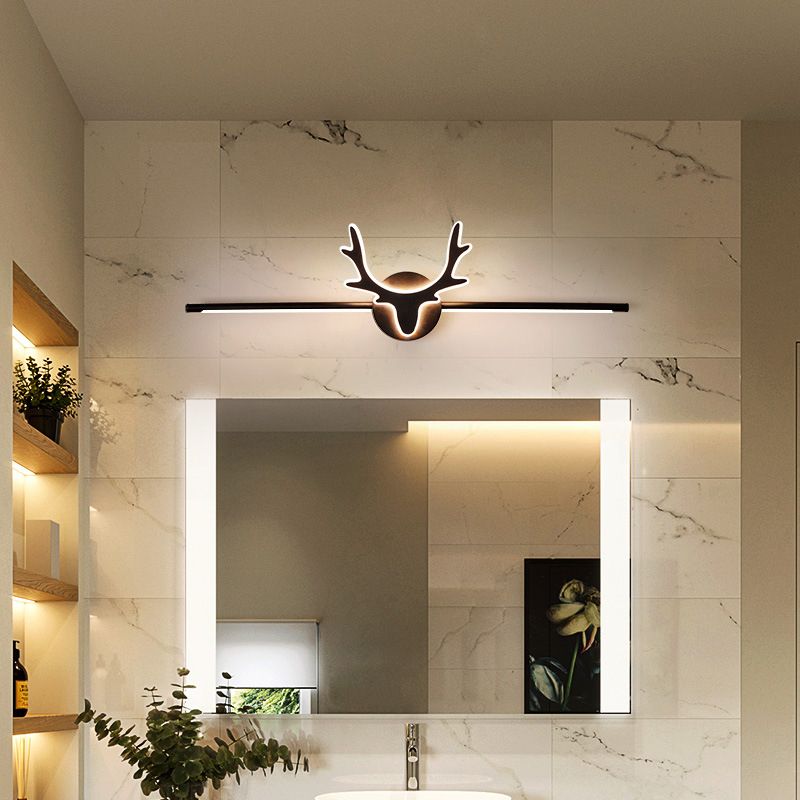 Edge Vintage Antlers Mirror Front Vanity Metal LED Wall Lamp - Lumpaz