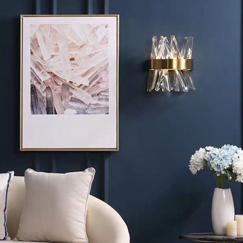 Marilyn Decorative Geometric Crystal/Metal Wall Lamp, Gold - Lumpaz