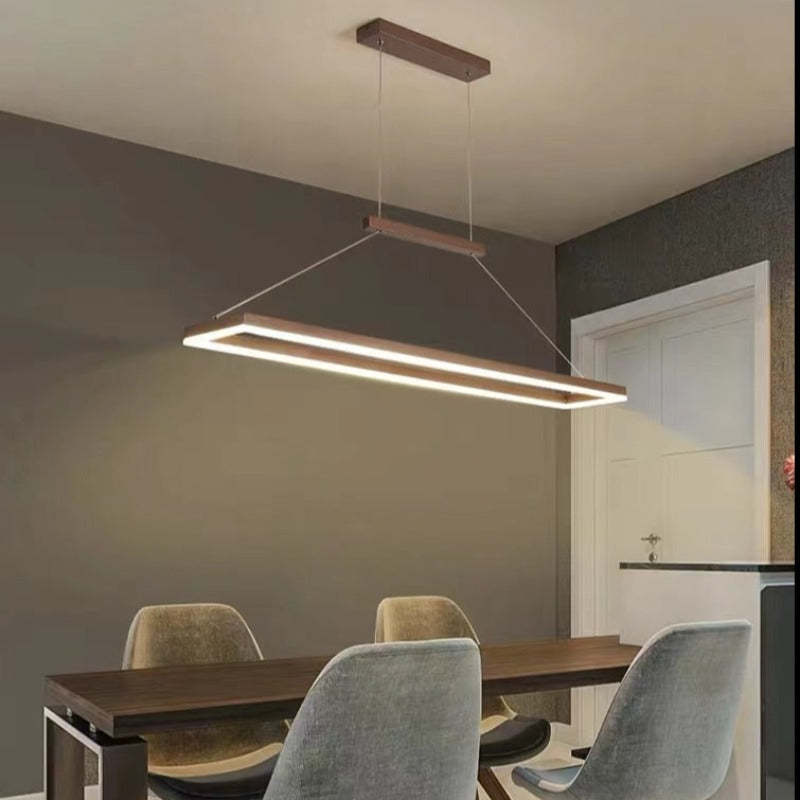 Edge Modern Rectangular Metal Pendant Light Gold/Coffee Dining Room - Lumpaz
