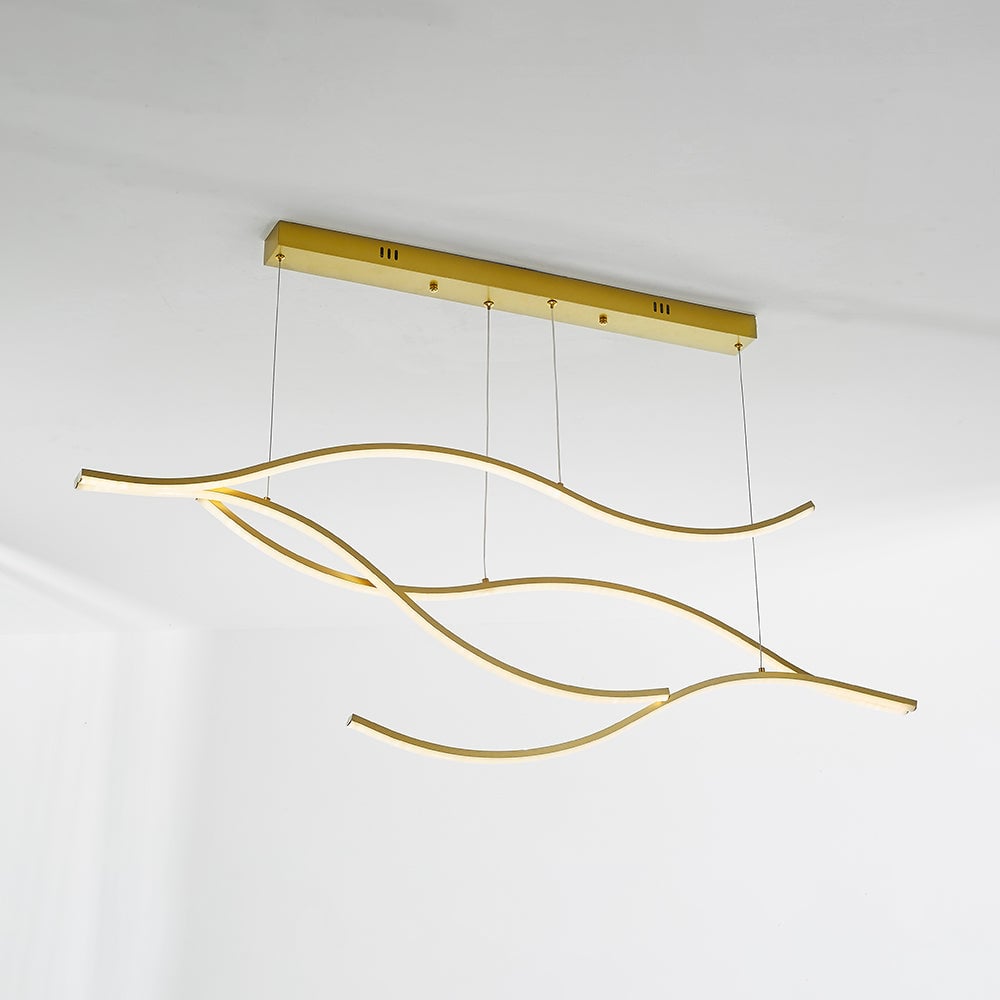 Pendant Light, Multi-Curved, Black/Gold, Metal - Lumpaz