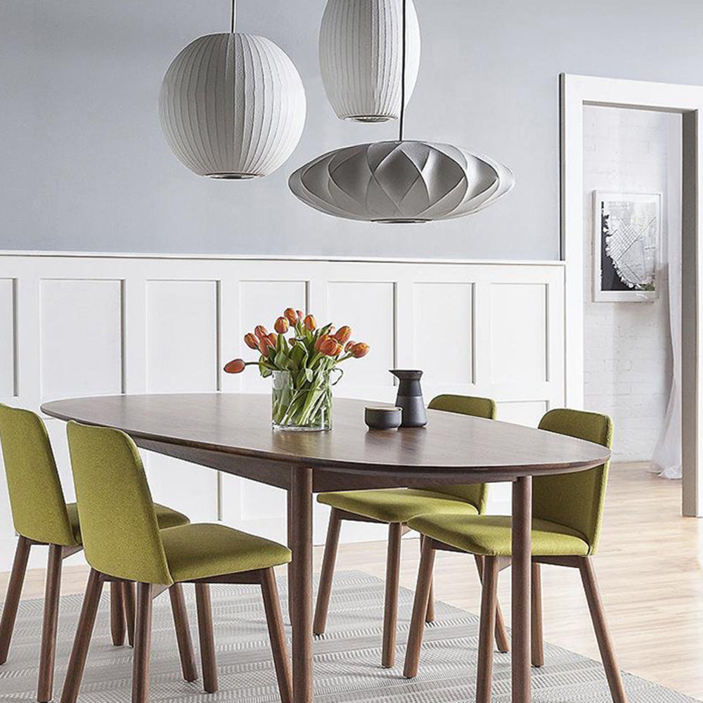 Renée White Single Pendant Light, Artificial Silk Shade, 6 Style - Lumpaz