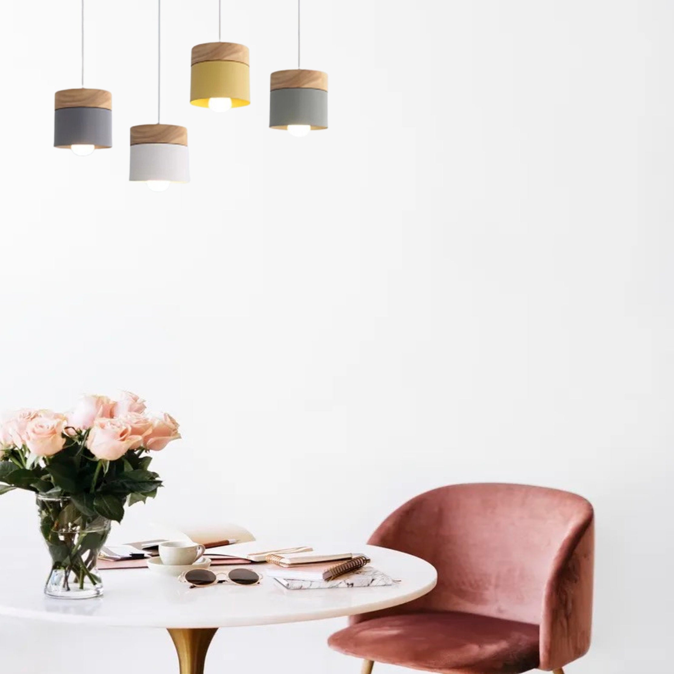 Morandi Modern Can Shape Metal/Wood Pendant Light - Lumpaz