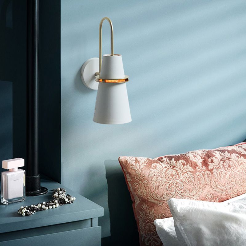 Morandi Modern Cone Metal Wall Lamp, Black/White/Blue - Lumpaz