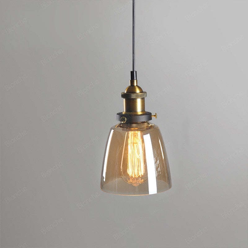 Levy Industrial Metal/Glass Pendant Light Clear/Amber/Smoke Gray Dining Room - Lumpaz