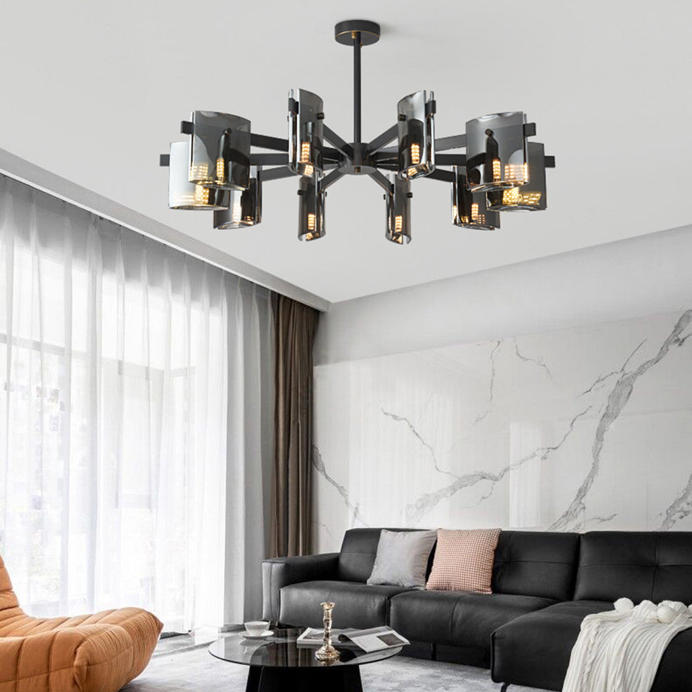 Evette Minimalist Multi Head Metal Pendant Light, Black/Gold - Lumpaz