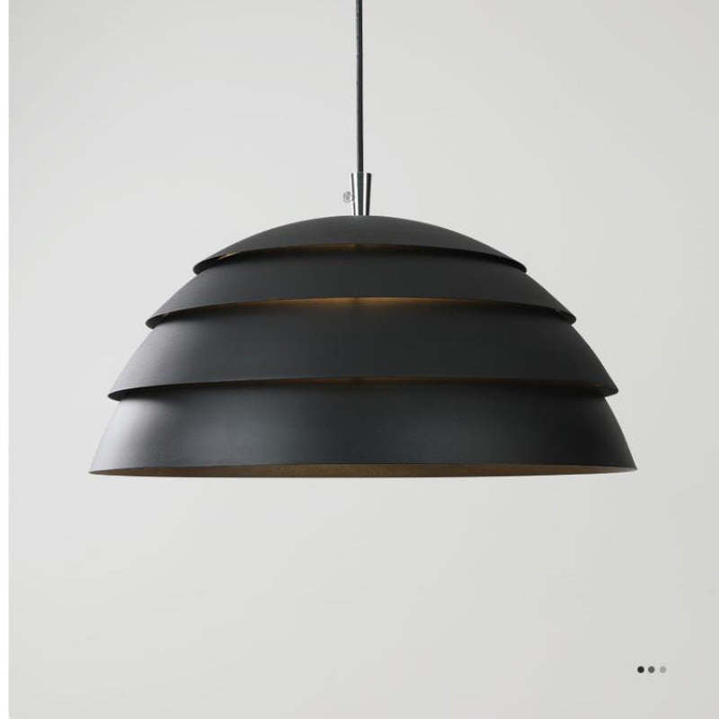 Nazifa Design Semi-Globe Metal Pendant Light, Black/White - Lumpaz