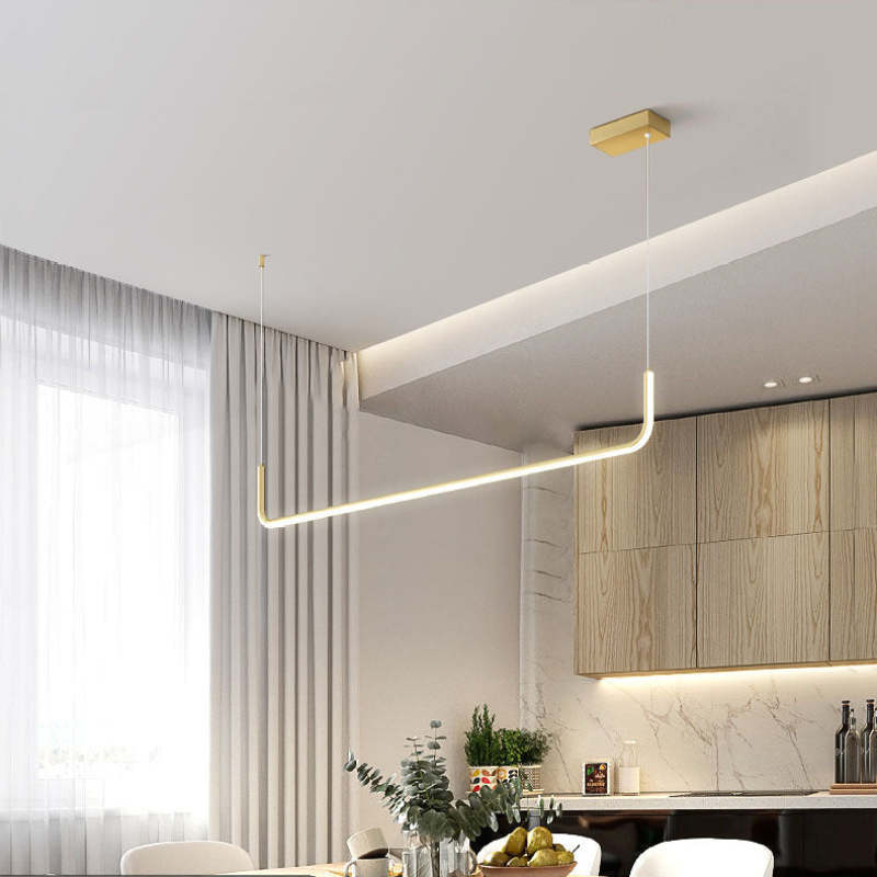 Edge Modern Linear Pendant Light Double Frame, Black/Gold - Lumpaz