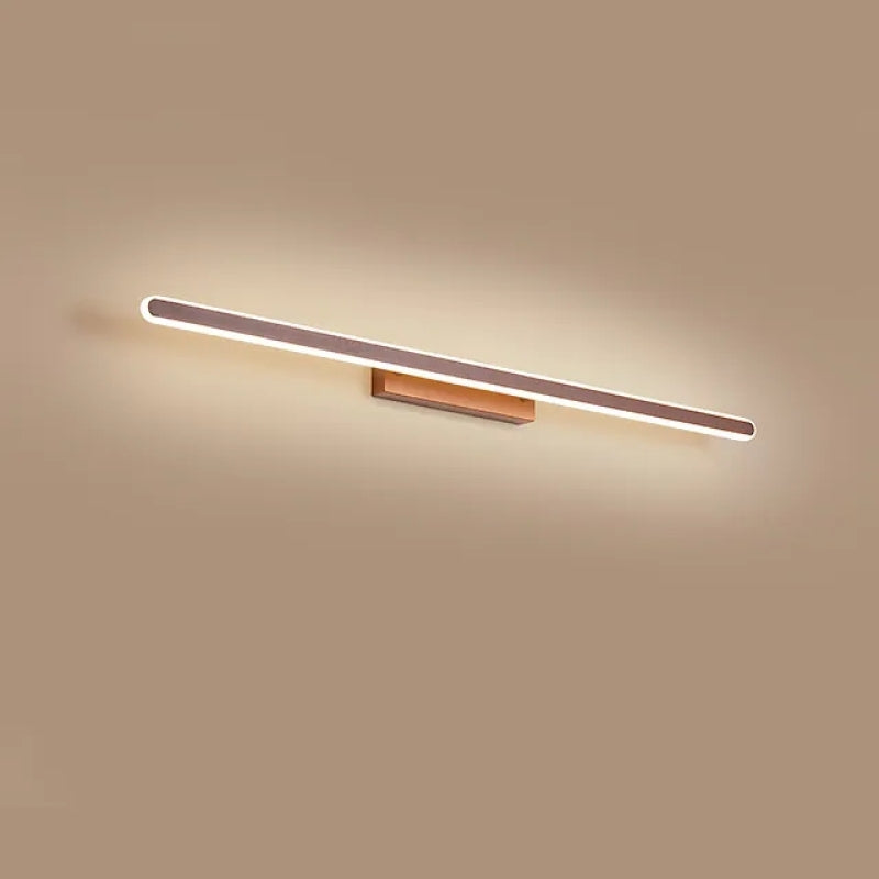 Leigh Modern Linear Minimalist Mirror Front Metal Wall Lamp, Gold - Lumpaz