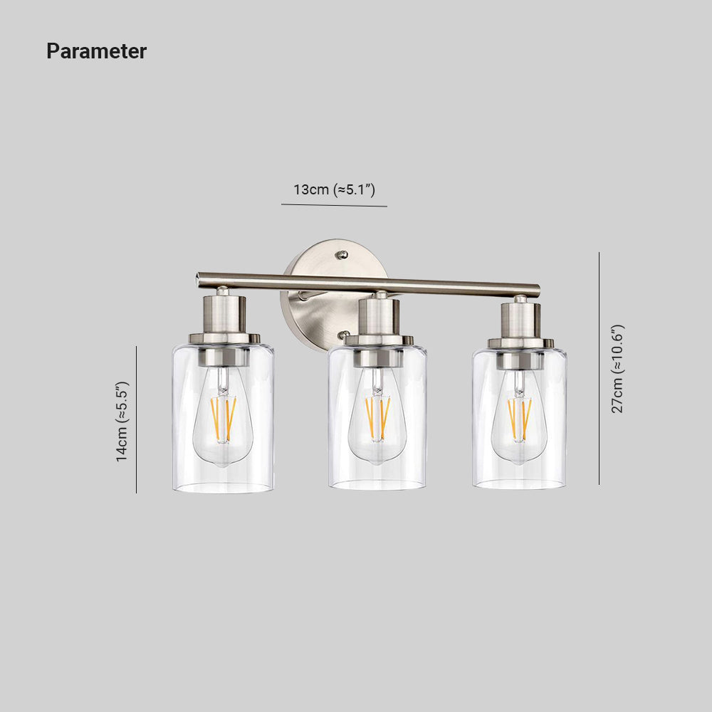 Alessio Modern Cylindrical Metal&Glass Wall Lamp In Living Room, Nickel - Lumpaz