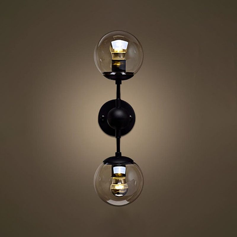 Valentina Globe Glass Vanity Wall Light, Black/Gold, Bedroom - Lumpaz