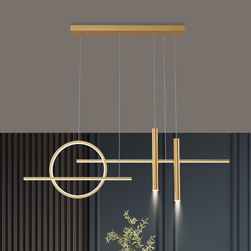 Madina Modern Led Pendant Light, Irregular Ring, Black/Glod - Lumpaz
