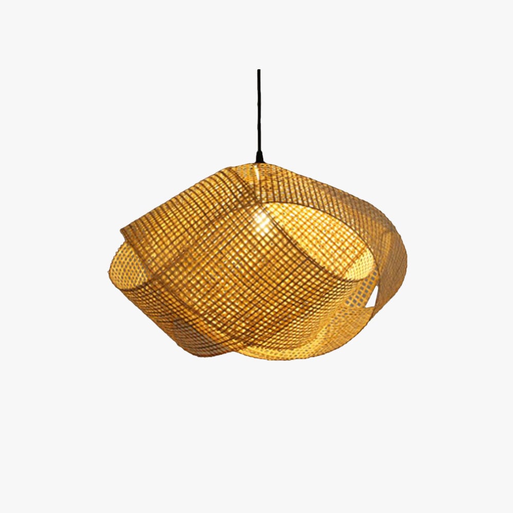 Ritta Modern Twist Rattan Pendant Light Wood Living Room - Lumpaz