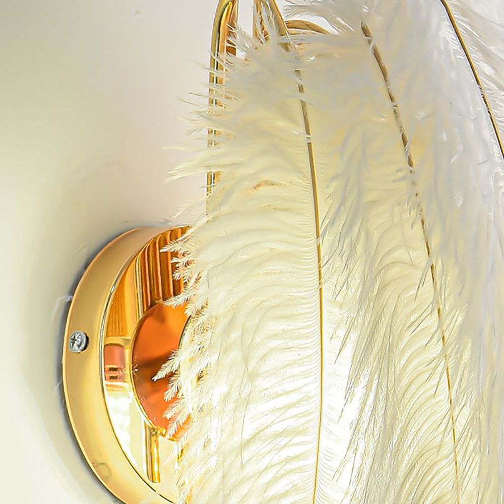 O'Moore Wall Lamp Modern Art Deco Metal/Feather, Gold, Bedroom - Lumpaz