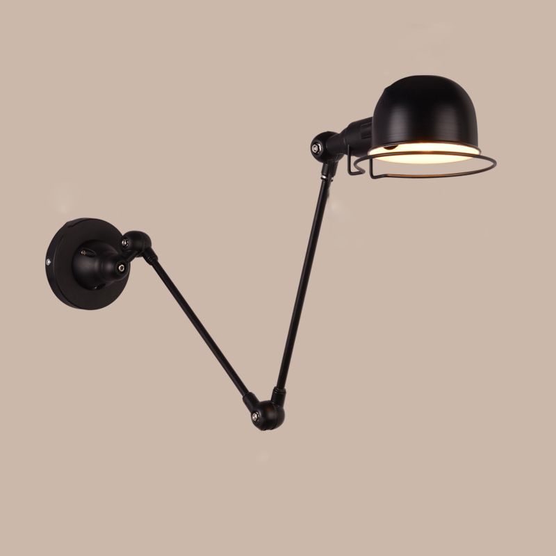 Brady Wall Lamp Dome Modern, Metal Arm Adjustable, Black/White, Bedroom - Lumpaz