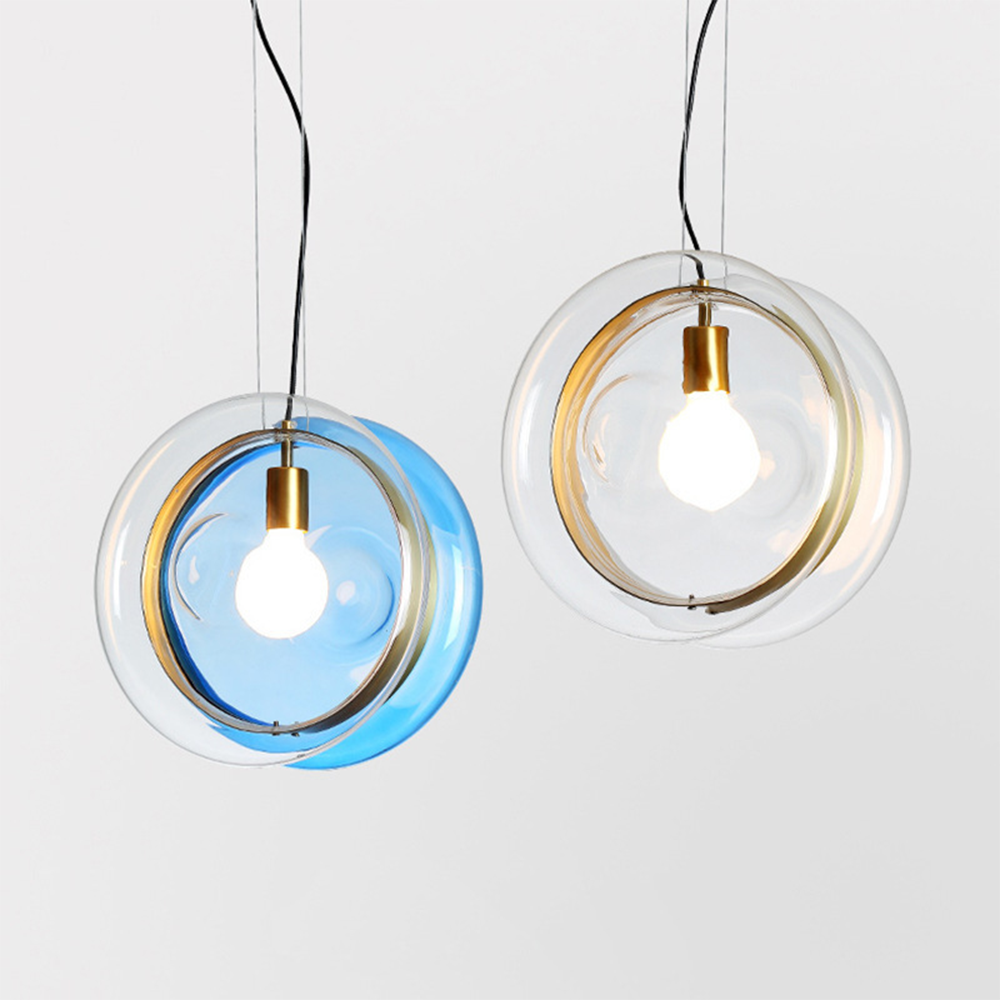 Hailie Art Round Glass Pendant Light, Metal&Glass, 6 Color - Lumpaz