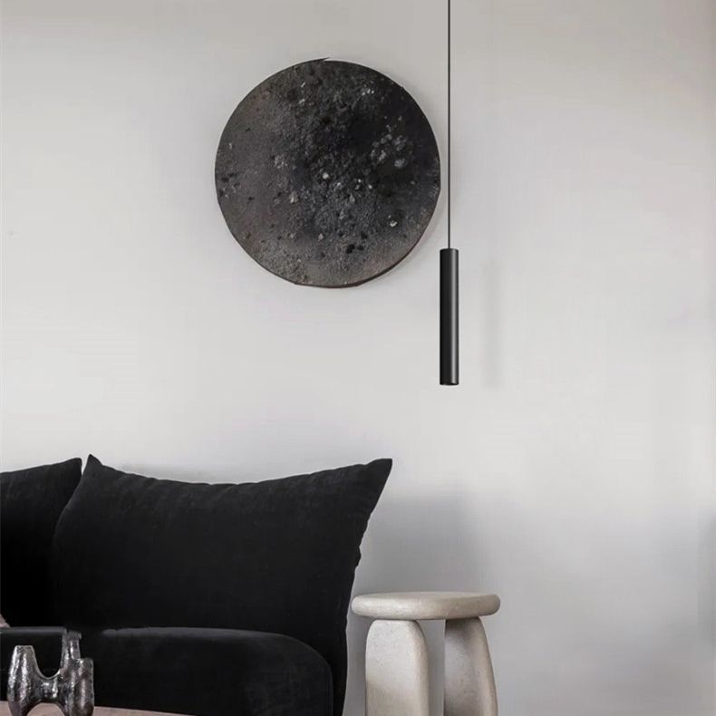 Edge Minimalist Cylinder Black Pendant Light, 9"/11" - Lumpaz